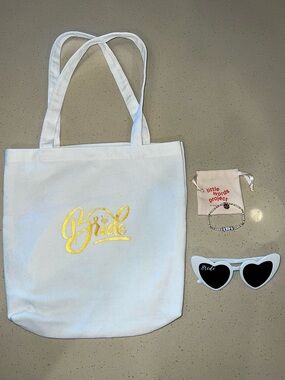 Little Words Project Bride Bracelet, Bride Canvas Tote & Bride Heart Sunglasses